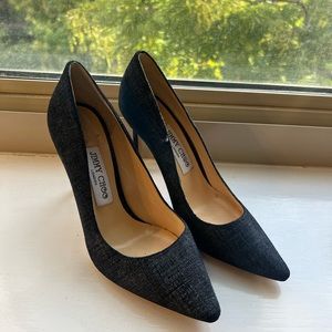 Jimmy Choo denim heels size 37. New, worn once. Mint condition.